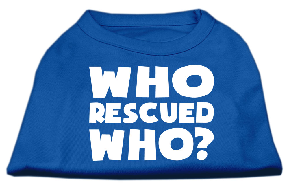 Who Rescued Who Screen Print Shirt Blue XXL